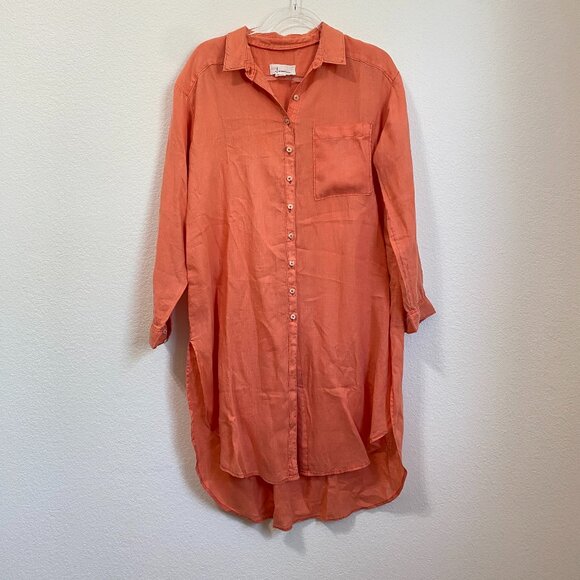 Anthropologie Relaxed Buttondown 100% Linen Tunic size medium - Picture 2 of 9